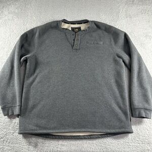 Lee Henley Shirt Mens XXL Gray‎ Waffle Knit Sherpa Lined Button Heavyweight Warm